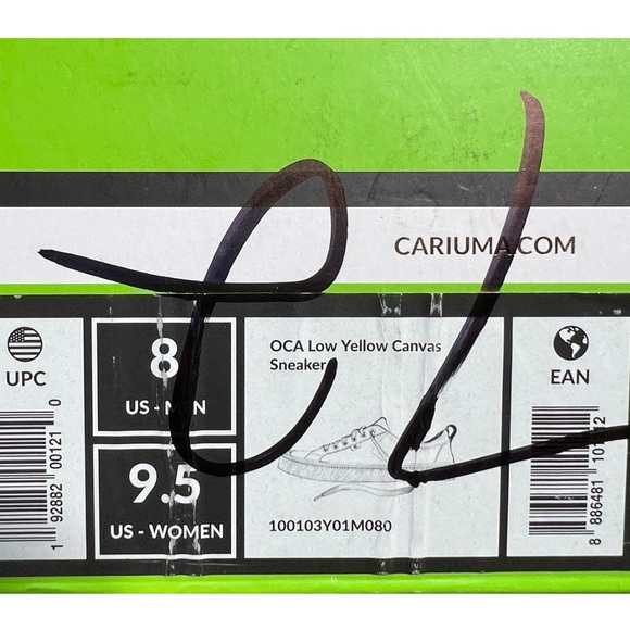 CARIUMA Size 8M/9.5W……..Yellow Lace up Low Top Sneakers. New with Box - Picture 7 of 7